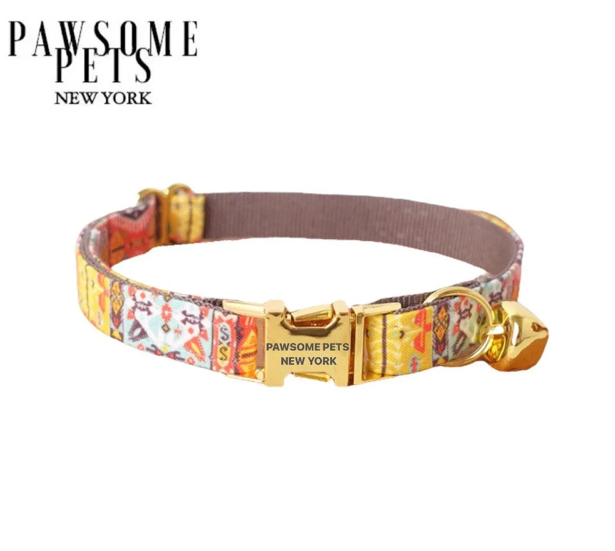 SMALL SIZE DOG & CAT COLLAR - CARAMEL BROWN Pawsomepetsnewyork