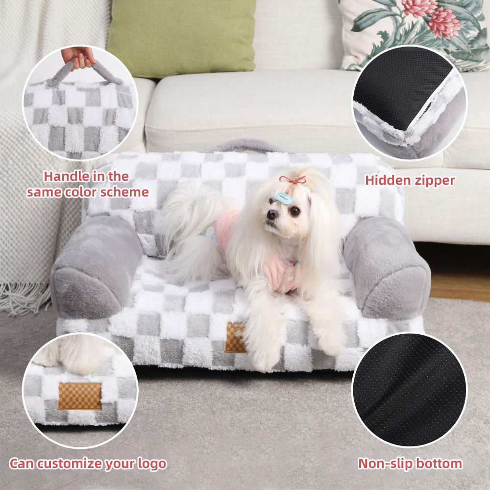 Tailini orthopedic pet bed, gray, machine-washable cover