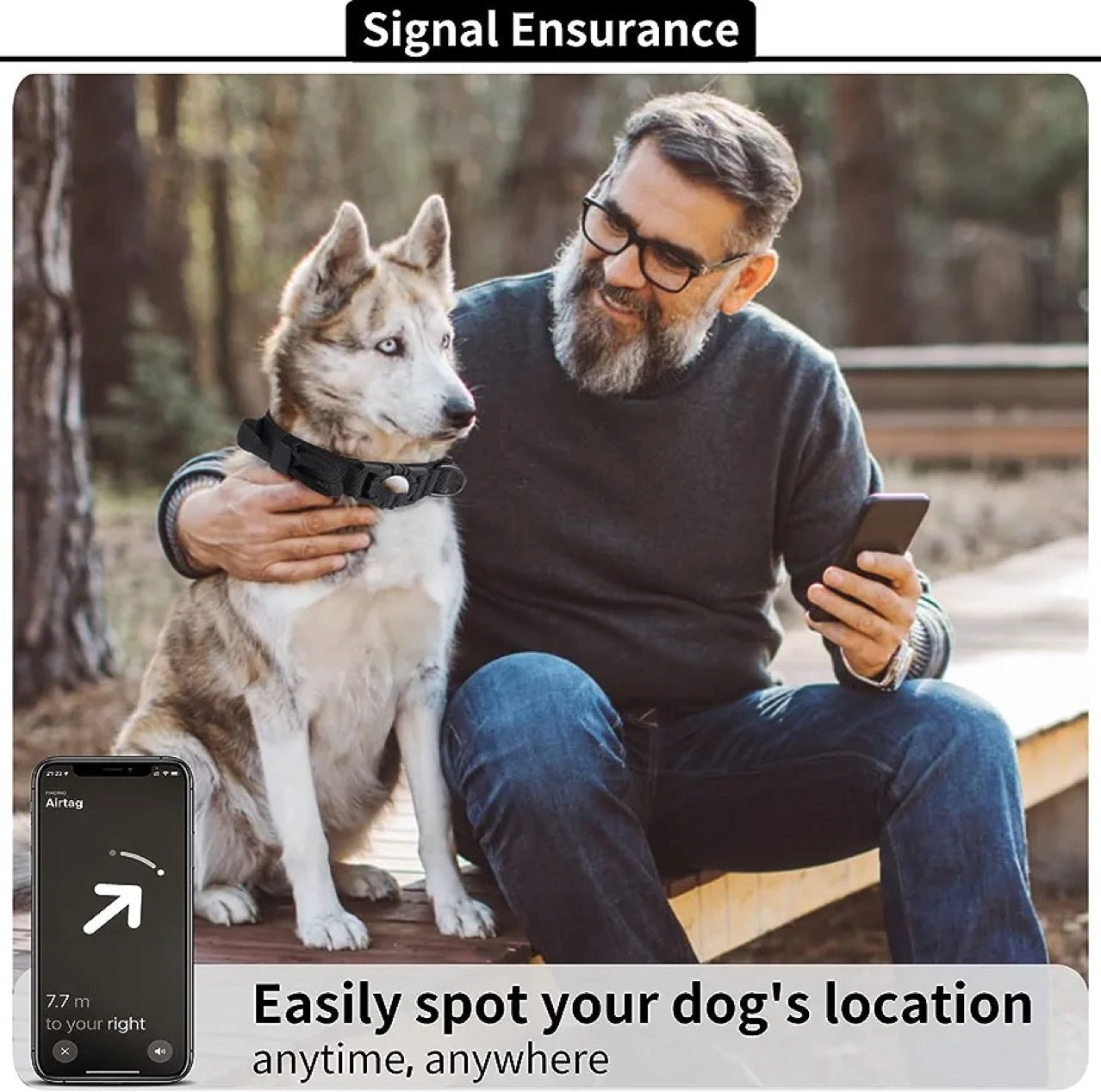 Furralo dog collar AirTag pocket detail